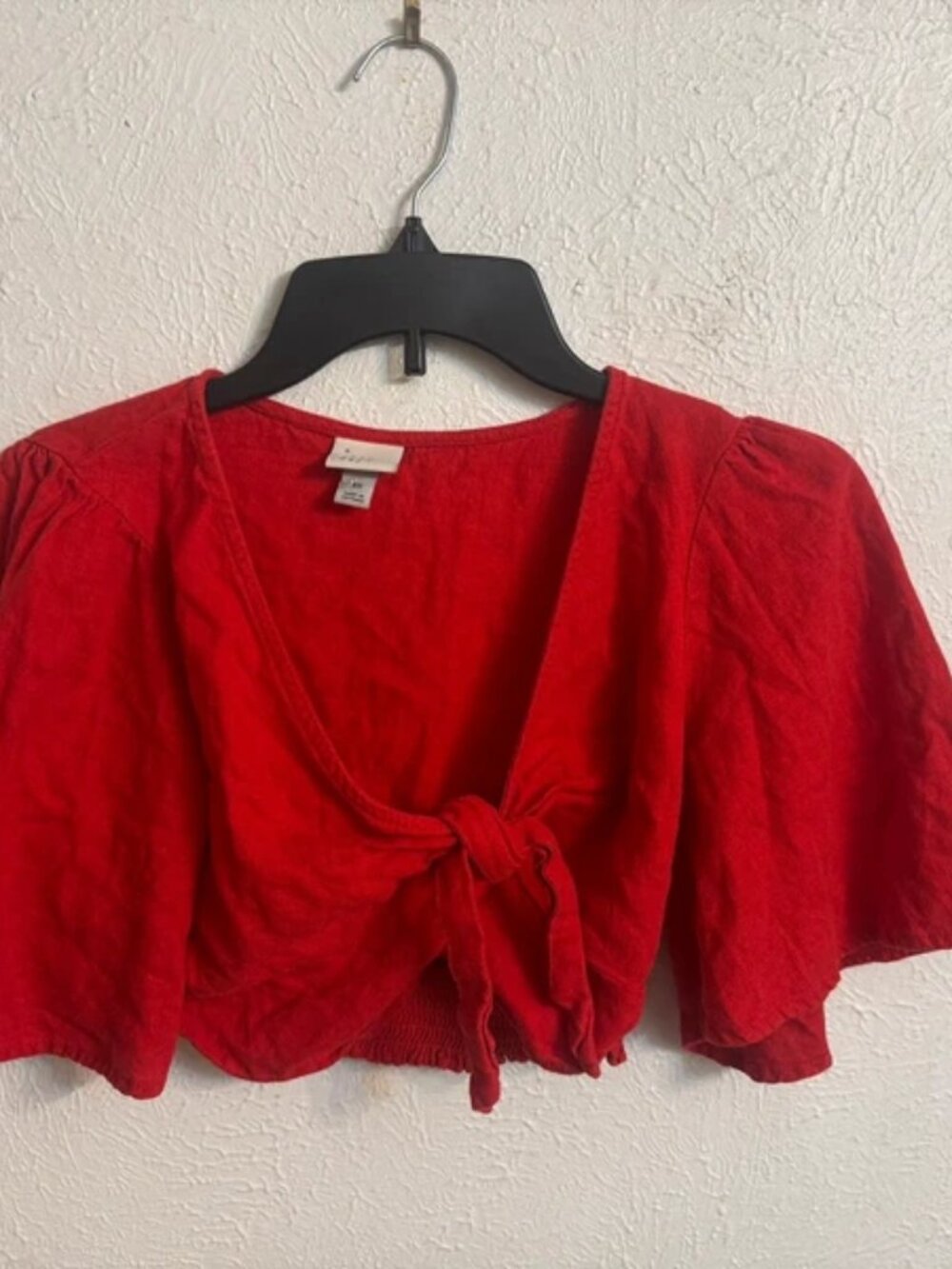 Red Front Tie Crop Top